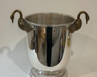 Vintage Silver Plate Swan Champagne Bucket Wine Cooler
