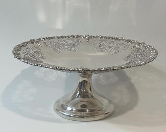 Vintage Pierced Dessert Stand Compote Pedestal Dish