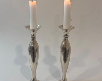 Silverplate Candlesticks Pair – 9” Tall Classic Taper Holders