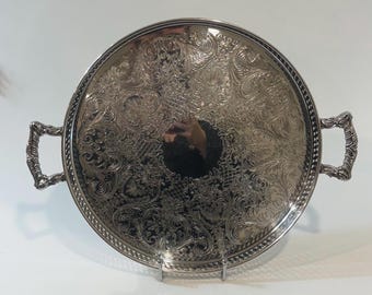 Vintage Wm. Rogers Silver Plate Gallery Tray with Handles