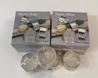 Vintage Silverplated Napkin Rings Set (4) New In Box