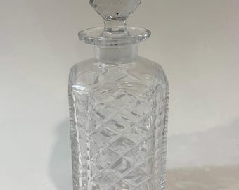 Vintage Cut Glass Whiskey Decanter – Diamond Pattern