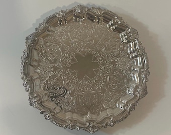 Vintage Mini Footed Tray | Ornate Silverplate Trinket Tray | Petite Vanity Dish