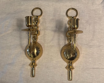 Vintage Brass Wall Sconces – Ornate Candle Holder Pair