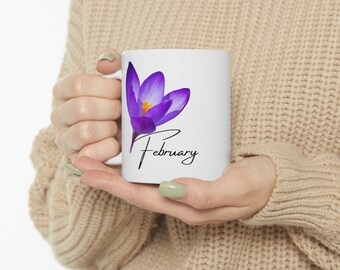 February Birth Month Violet Flower Mug