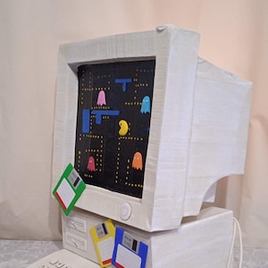 Piñata de ordenador Piñata de ordenador portátil Piñata de PC vintage Fiesta de vuelta a los ochenta Centro de mesa de fiesta de trabajo Regalo de jefe Regalo de jugador Fiesta de graduación Años 80