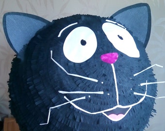 Cat pinata, Cute black cat pinata for girl, Kitty birthday theme pinata, Kitten pinata for girl's party, B-day pinata game, Whitch party