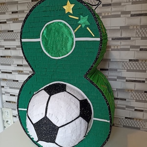 Piñata de fútbol con palito de piñata y confeti, piñata de pelota de fútbol  para niños, decoración de cumpleaños, suministros de fiesta temática
