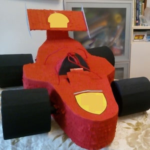 Raceauto 3D piñata voor jongen, rode auto piñata, automotive feest piñata, auto themafeest, aangepaste piñata, rode piñata, jongensfeest, rood middelpunt