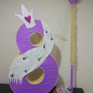 Piñata de números para niñas, 8.° cumpleaños, decoración para fiesta de cumpleaños de reinas, piñata para fiesta de príncipes, centro de mesa para cumpleaños, juego de piñata para interiores