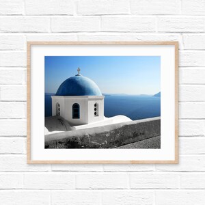 Santorini Greece Blue and White Dome Daylight Architecture Photography Digital Print