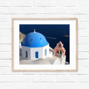 Santorini Church Dome Bell Greece Photography Digital Print
