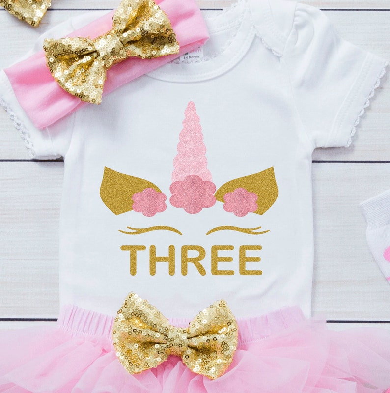 Custom Shirt 3rd Birthday Outfit For Girl Unicorn Themed Birthday Outfit Third Birthday Outfit Girl Personalized Unicorn Birthday Outfit