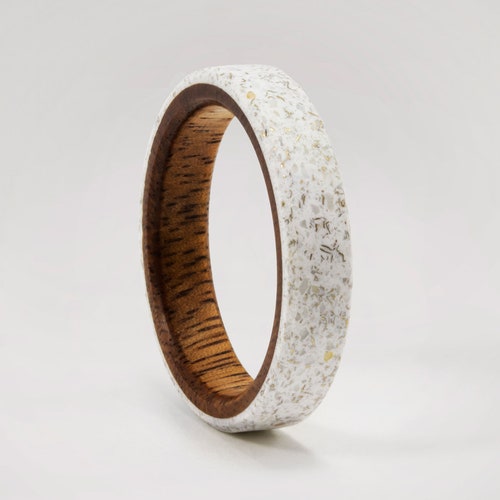 White Marble Ring With Inner Titanium Women White Wedding Etsy