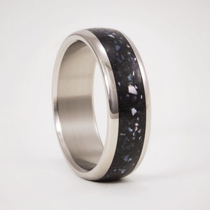 Titanium & Black Concrete Wedding Rings Blended with Nacre. ULTRALIGHT. Resistant, durable. For Men or Women. Wedding band. Wide or Thin. image 9