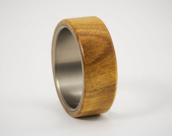 Wood and Titanium Ring ULTRALIGHT, Ring for Men, Mens Titanium Wedding Band, Mens Engagement Ring, Natural Wooden Ring, Handmade Jewelry