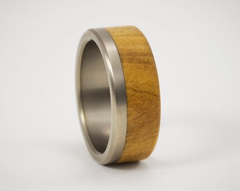 Wood and Titanium Ring ULTRALIGHT , Ring for Men, Mens Titanium Wedding Band, Mens Engagement Ring, Natural Wooden Ring, Handmade Jewelry