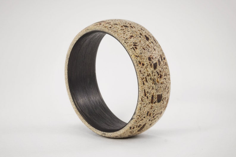 Mens Concrete Cheap sale Wedding Ring with Concre Fiber Carbon Ultra-Cheap Deals Inner Beige