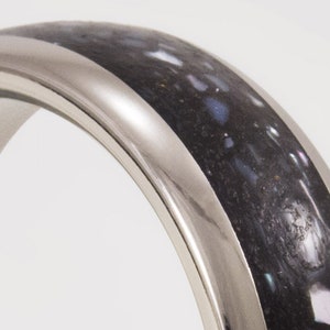 Titanium & Black Concrete Wedding Rings Blended with Nacre. ULTRALIGHT. Resistant, durable. For Men or Women. Wedding band. Wide or Thin. image 8