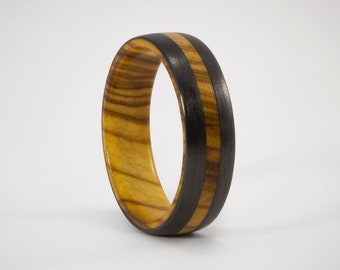 Hout en koolstofvezel ring ULTRALIGHT, ring voor mannen, heren trouwring, heren verlovingsring, houten band, natuurlijke houten trouwring