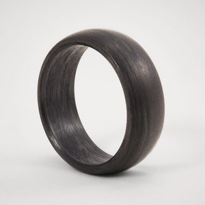 Carbon Fiber Unidirectional Black Wedding Ring, ULTRALIGHT Mens Solid Carbon Fiber Engagement Ring, Rounded Black Ring, Handmade Jewelry