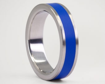 LEAD TIME 96 hs - Titanium Color Ring, Blue Ring, Fashion Ring, Matte Titanium Ring, Colorful Ring, Gift For Him, Gift For Her, Handmade