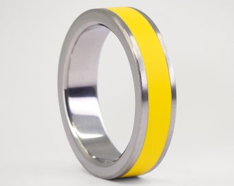LEAD TIME 96 hs - Titanium Color Ring, Yellow Ring, Fashion Ring, Matte Titanium Ring, Colorful Ring, Gift For Him, Gift For Her, Handmade