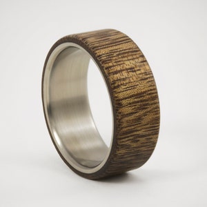 Solid Viraro Wood & Titanium Engagement Ring ULTRALIGHT/ Natural Hardwood Wedding Ring / Organic Patterned Wedding Band / Handmade Jewelry