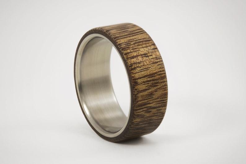 Solid Viraro Wood & Titanium Engagement popular Ring / Natural Hardwood Wedding Ring / Organic Patterned Wedding Band / Handmade Jewelry