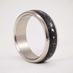 Titanium & Black Concrete Wedding Rings Blended with Nacre. ULTRALIGHT. Resistant, durable. For Men or Women. Wedding band. Wide or Thin. image 10