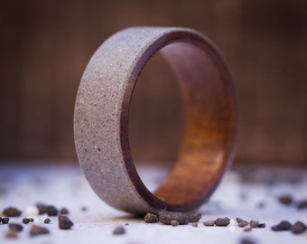 Hout en beton ring ULTRALIGHT, ring voor mannen, heren trouwring, heren verlovingsring, houten sieraden, natuurlijke houten trouwring