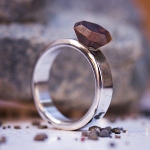 Woman Wood and Titanium Bridal Ring ULTRALIGHT, Wood Diamond Solitaire, Hardwood Diamond, Engagement Wooden Ring, Wood Diamond Ring