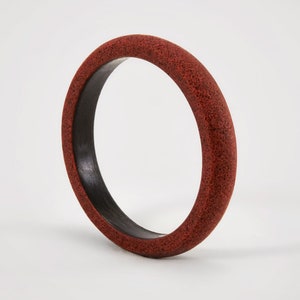 Red Concrete Engagement Ring & Solid Carbon Fiber ULTRALIGHT/ Colorful Concrete Wedding Ring / Pop Colors Wedding Band / Gift
