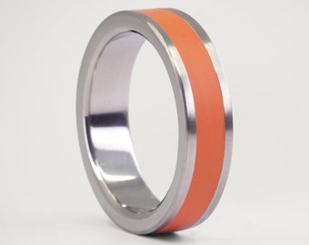 LEAD TIME 96 hs - Titanium Color Ring, Orange Ring, Fashion Ring, Matte Titanium Ring, Colorful Ring, Gift For Him, Gift For Her, Handmade