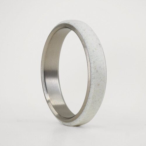 White Marble Ring With Inner Titanium Women White Wedding Etsy