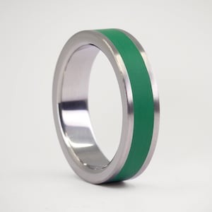 LEAD TIME 96 hs - Titanium Color Ring, Green Ring, Fashion Ring, Matte Titanium Ring, Colorful Ring, Gift For Him, Gift For Her, Handmade