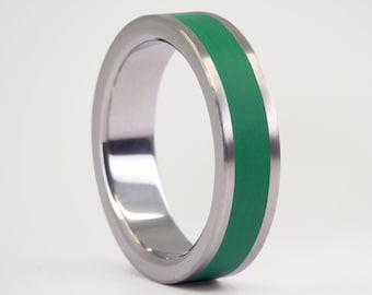 LEAD TIME 96 hs - Titanium Color Ring, Green Ring, Fashion Ring, Matte Titanium Ring, Colorful Ring, Gift For Him, Gift For Her, Handmade