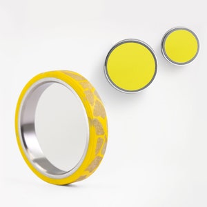 Yellow Terrazzo Ring and Earrings Set: Titanium Quartz Hypoallergenic Jewelry