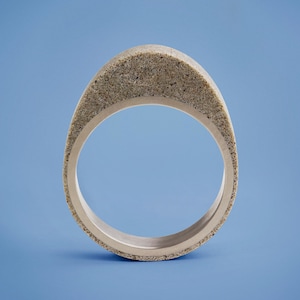 Gray Concrete Oval Ring with Inner Titanium / Modern Contemporary Jewelry Design / Urban Concrete Look / Abstract / Handmade Jewelry