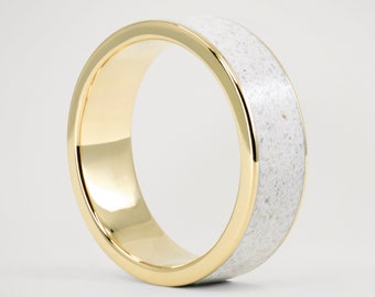 18K Gold & Carrara Marble Ring, Carrara Marble Engagement Ring, Inner 18K Gold Wedding Ring, Gift for her, Gift for him, Gold Wedding Band
