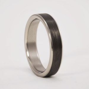 Alianza de fibra de carbono y titanio, bordes de titanio pulido, anillo de compromiso para mujeres, regalo para ella