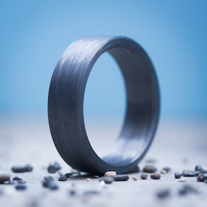 Carbon Fiber Unidirectional Black Wedding Ring, ULTRALIGHT Mens Solid Carbon Fiber Engagement Ring, Flat Black Ring, Handmade Jewelry