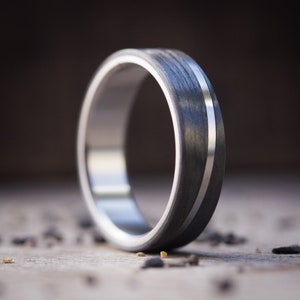 Mens Carbon Fiber Wedding Ring Inner Titanium, ULTRALIGHT, Mens Engagement Band, Carbon Fiber Wedding Band Mens Black Engagement Ring