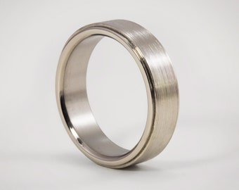 Brushed Titanium Engagement Ring ULTRALIGHT/ Flat Silver Wedding Ring / Minimalist Wedding Band / Gift