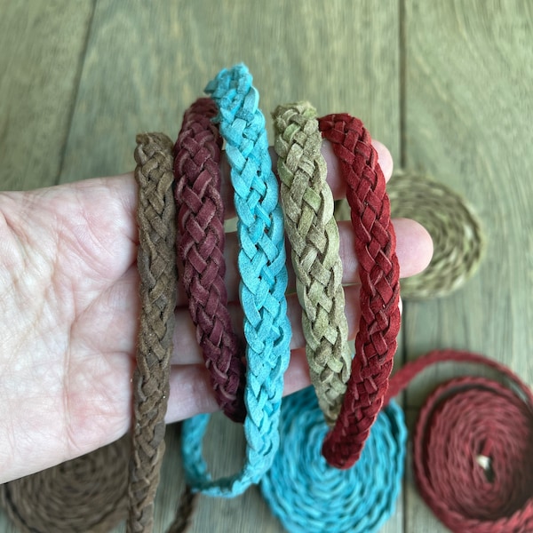 Assorted 10mm wide flat, braided soft suede