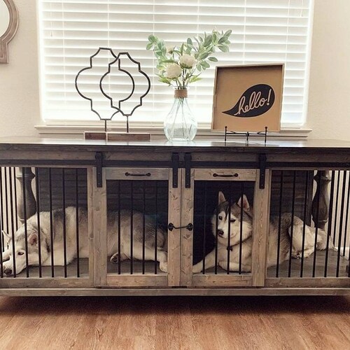 Custom Double Dog Crate Etsy