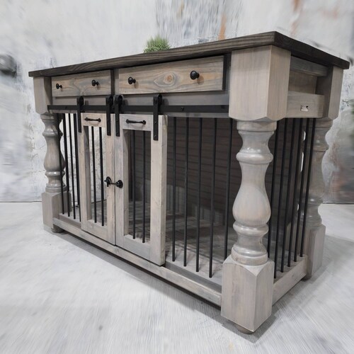 Custom Double Dog Crate Etsy