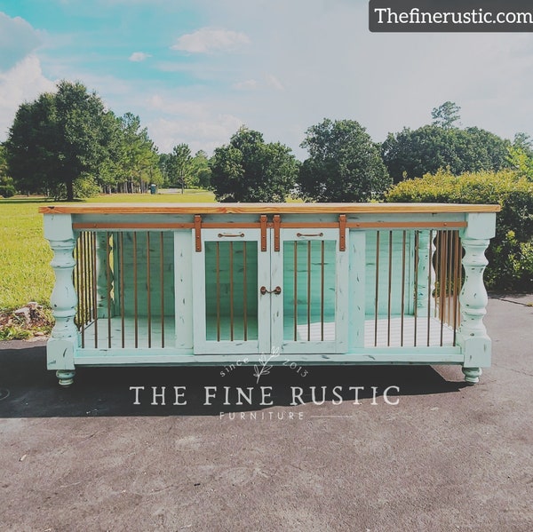 Double Wooden Dog Crate Entertainment Center Diy Dog Kennel Etsy Canada