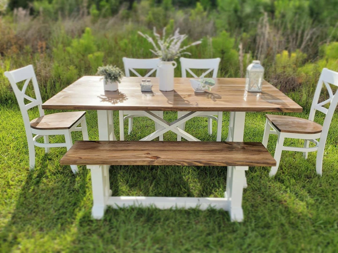6pc Custom Farmhouse Rustic Dining Table Set Etsy
