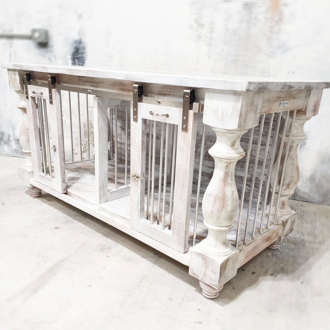 BEST Custom Dog Crates Farmhouse Whitewash Dog Crate Etsy